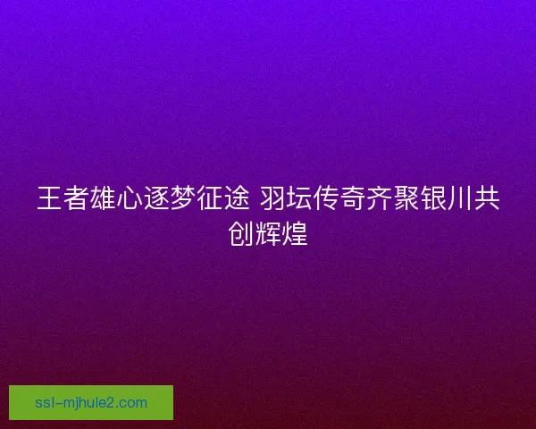 王者雄心逐梦征途 羽坛传奇齐聚银川共创辉煌