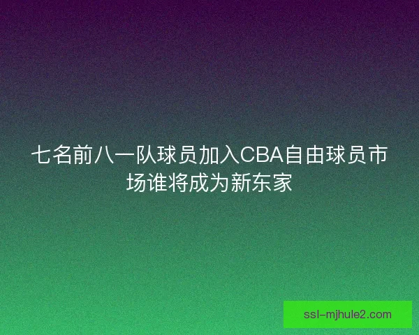 七名前八一队球员加入CBA自由球员市场谁将成为新东家